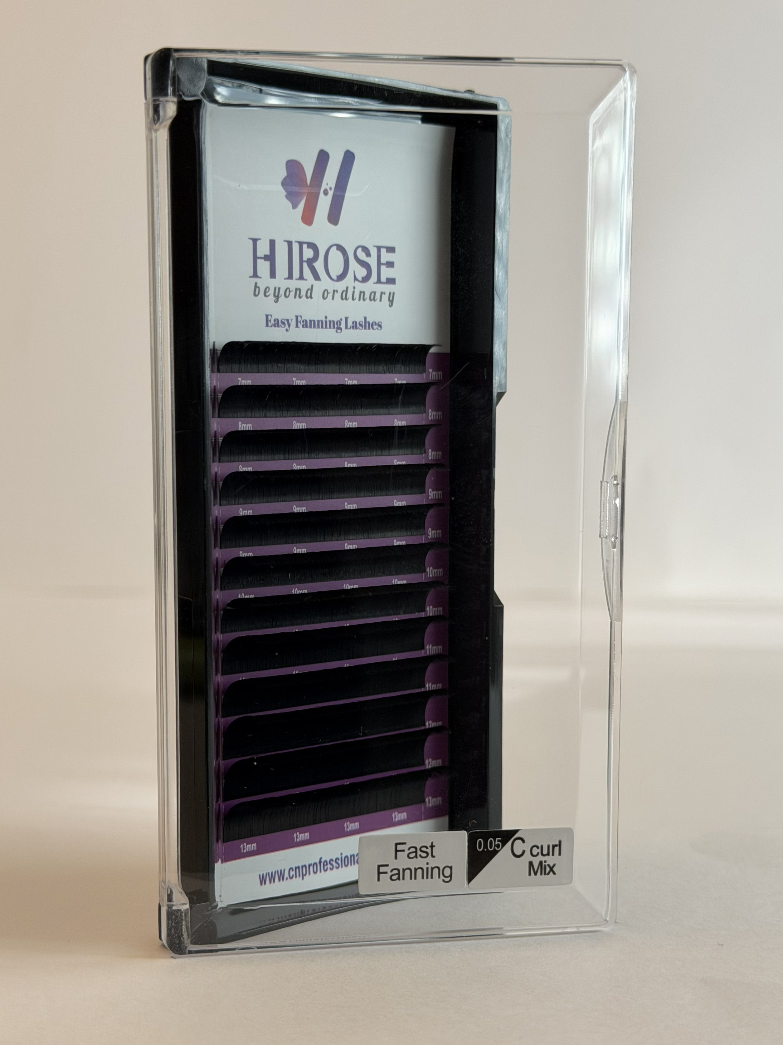 Extension ciglia Easy Fanning Hirose curvatura C mix – confezione trasparente vista frontale