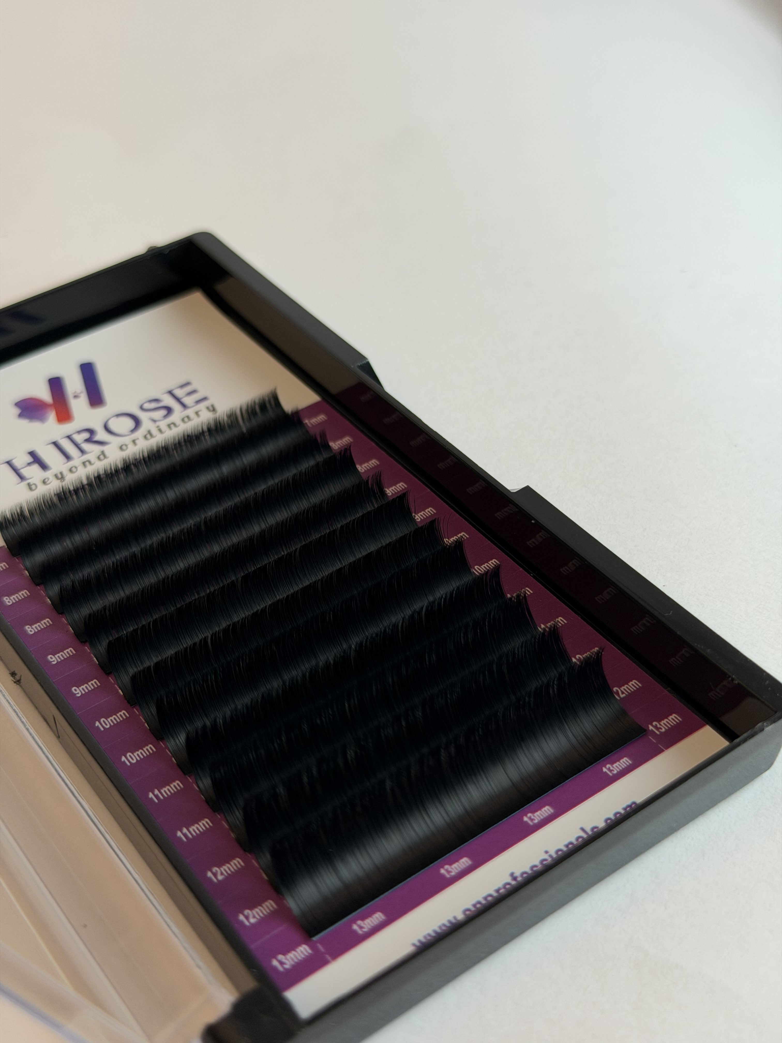 Extension ciglia Easy Fanning Hirose curvatura C 0.05 – vassoio ciglia nero visto dall'alto